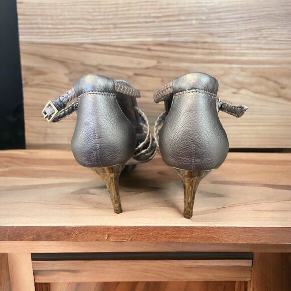 NEW BCBGeneration Polands Women's Golden Leather Beaded Strappy High Heels 7 1/2 - Picture 6 of 7